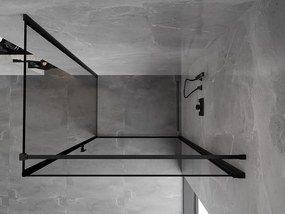 Mexen Mist-B, 1-krídlový výklopný sprchový kút, pravý, 100 x 120 cm, číre sklo-čierny rám, 8A2T-100-120-70-70-P