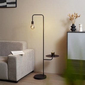 Moderná stojaca lampa čierna s okrúhlym stolíkom - Ostrich