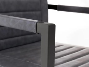 furniture-nabytek.cz - Sada 2 masívnych kresiel s podrúčkami Picton, umelá koža / kov, šedá/čierna