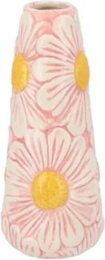 Ružová keramická vázička s reliéfom kvetov Jane Flower - Ø 8*18 cm