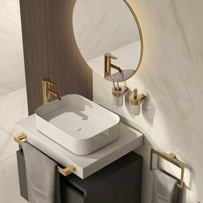 Gedy Gedy, PIRENEI WC kefa závesna, mliečne sklo, zlatá matná, PI330388