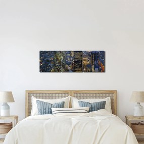 Obraz - Večerná panoráma Londýna (s hodinami) (90x30 cm)