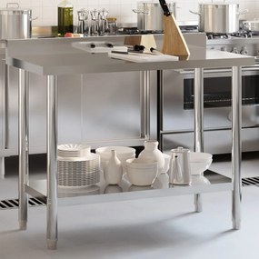 Kuchynský pracovný stôl so zástenou 110x55x93 cm oceľ 376466