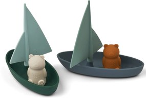 LIEWOOD Hračka do vane Ensley Boat Whale Blue – set 2 ks