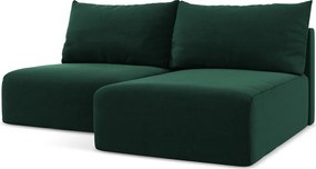 Tmavozelená zamatová rozkladacia/s úložným priestorom rohová pohovka (pravý roh/s leňoškou) Kalena – Makamii