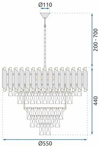 Toolight, stropná závesná krištáľová lampa 9xE14 APP1058-CP, čierna-zlatá, OSW-04400