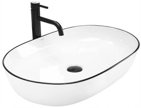 Keramické umývadlo Rea CLEO - biele s čiernym okrajom