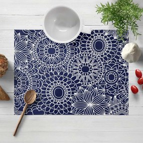 Biante Bavlnené prestieranie na stôl Sandra SA-273 Biele mandaly na tmavo modrom 35x45 cm