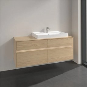 VILLEROY &amp; BOCH Collaro závesná skrinka pod umývadlo na dosku (umývadlo vpravo), 4 zásuvky, s LED osvetlením, 1400 x 500 x 548 mm, Nordic Oak, C090B0VJ