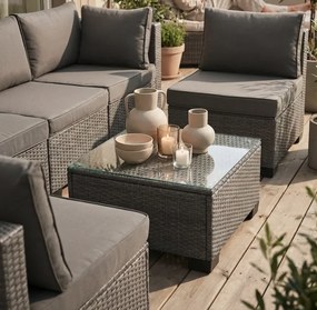 Modulový ratanový záhradný set so stolíkom XL2501 v sivej farbe
