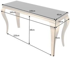 Konzola MODERN BAROCK 140cm tvrdené opálové sklo čierno-zlatá