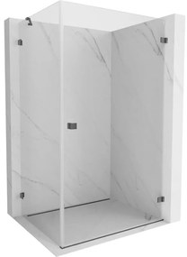 Mexen Lunar-B, pravostranný výklopný sprchový kút 95 x 80 cm, 8mm číre sklo, profil grafit brúsený, 832-095-080-66-00-P