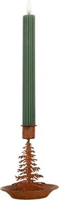 Hrdzavý rustikálny svietnik na úzku sviečku stromček Tree Rust - Ø 11*13 cm
