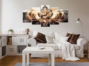 Artgeist Obraz - Buddha Style (5 Parts) Golden Wide Veľkosť: 200x100, Verzia: Premium Print