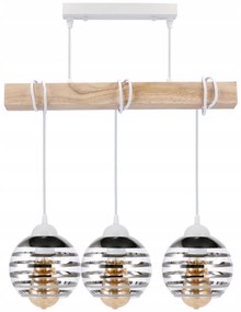 BERGE LED závesné stropné svietidlo, drevený trám, 3xE27 loft - biela