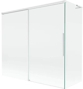Mexen Rox, L posuvná 2-krídlová vaňová zástena 170 + 75 x 150 cm, 8mm číre sklo, biely profil, 8C9L-170-075-20-00