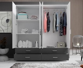 Šatníková skriňa Ivar, 180 cm, biela/grafit