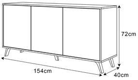 KOMODA ALWIN BIELA VYSOKÝ LESK 153cm BIELE NOŽIČKY
