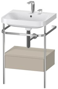 DURAVIT Happy D.2 Plus c-shaped kovový stojací podstavec s nábytkovým umývadlom s dvomi otvormi, 1 zásuvka, 575 x 490 x 850 mm, chróm/taupe matná lakovaná, HP4840E6060