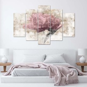 Obraz na plátně pětidílný Růžový vintage květ - 200x100 cm