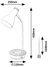 Rabalux 74001 - Stmievateľná dotyková stolná lampa MOSLEY 1xE14/25W/230V