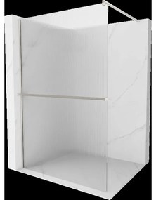 Mexen Kioto+ sprchový panel so skladacím panelom Walk-in 140 x 200 cm, číry, matný nikel