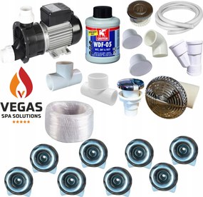 Sada na hydromasáž 8 trysiek B06 Čerpadlo 1100 W Montáž vane Jacuzi Bali