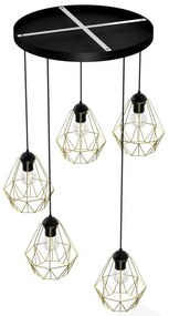 Luster na lanku BERGEN 5xE27/60W/230V čierna/zlatá