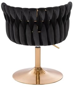 LuxuryForm DESIGN Stolička LYON VELUR na zlatom tanieri - čierna