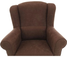 Kondela Kreslo, ušiak s taburetom, hnedá látka, ASTRID