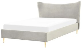 Zamatová posteľ 160 x 200 cm svetlosivá CHALEIX Beliani