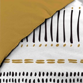 Bavlnené obliečky na dvojlôžko/predĺžené v horčicovej farbe/bielej 240x220 cm Chicago – douceur d'intérieur