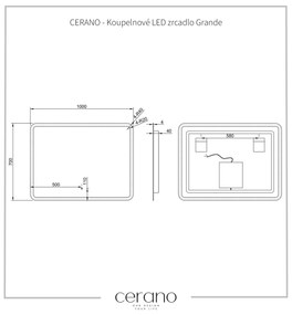 Cerano Grande, LED kúpeľňové zrkadlo 100x70 cm s vykurovacou podložkou proti zahmleniu, CER-CER-DY-2073G