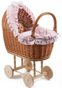 Kočík prútený pre bábiku Buggy V.š. 48 x hl. 27 x v. 38/60(cm)