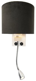 Moderná nástenná lampa biela s čiernym zamatovým tienidlom - Brescia