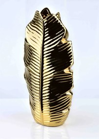 Keramická váza LEAF 35 cm zlatá