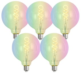 Sada 5 ks Inteligentné stmievateľné LED žiarovky E27 G125 RGBW 4W 250lm 2700K