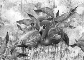 Sklenený obraz - Plameniaky graffiti (70x50 cm)