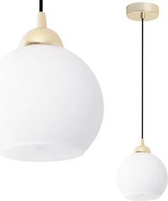 Závesné svietidlo Eliza, 1x biele sklenené tienidlo, g/b