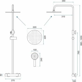 Rea Parot, sprchová súprava s termostatickou batériou, zlatá matná, REA-P2323