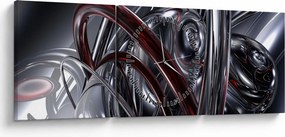 Obraz sivej abstrakcie (s hodinami) (90x30 cm)
