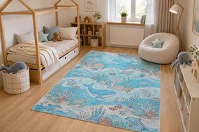Detský koberec protišmykový BAMBINO 61540 modrý / béžový