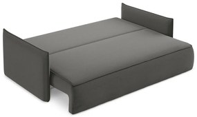 Tmavosivá zamatová rozkladacia/s úložným priestorom pohovka 225 cm Hula – Makamii