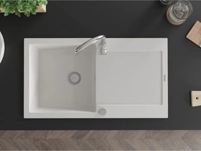 Mexen Leo - drez granitový 90x50cm, 1-komorový, biela, 6501901010-20