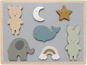 Jabadabado Drevené vkladacie puzzle Macko 7 dielikov – extra priľnavé, rozvoj jemnej motoriky