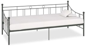 Rám dennej postele sivý kovový 90x200 cm