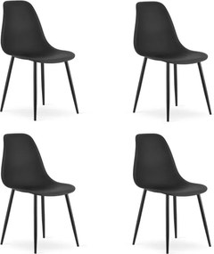 Set štyroch jedálenských stoličiek WAT čierny - čierne nohy (4 ks)