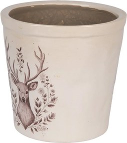 Béžový obal na kvetináč s jeleňom Gentle Wilderness L - Ø 17*16 cm