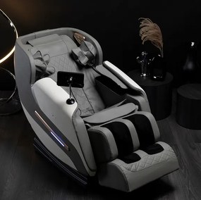 Masážne kreslo GALACTICO  sivé, ekokoža, anglické menu