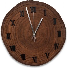 Drevené nástenné hodiny z plátu dreva s kôrou | KORRO: Amber - 3072 26-29 cm 4813-115575 KOR006-29-Amber